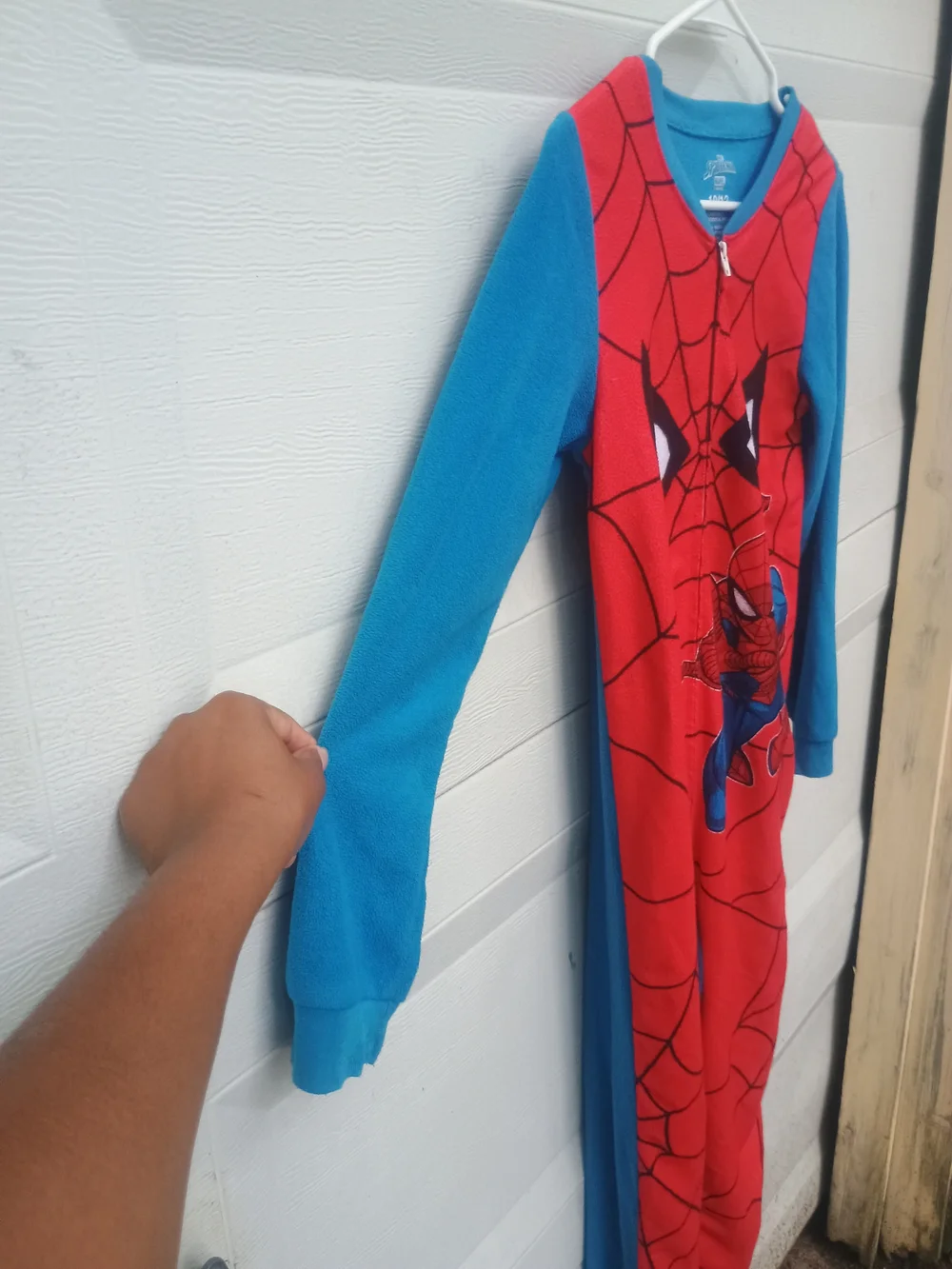Marvel Spider-Man Big Face Graphic Fleece Red & Blue Kids One-Piece Onesie PJ